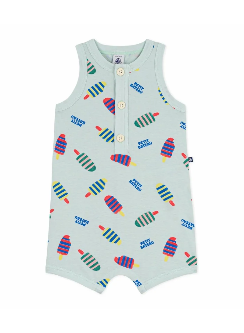Petit Bateau Babies' short cotton playsuit with an ice cream print